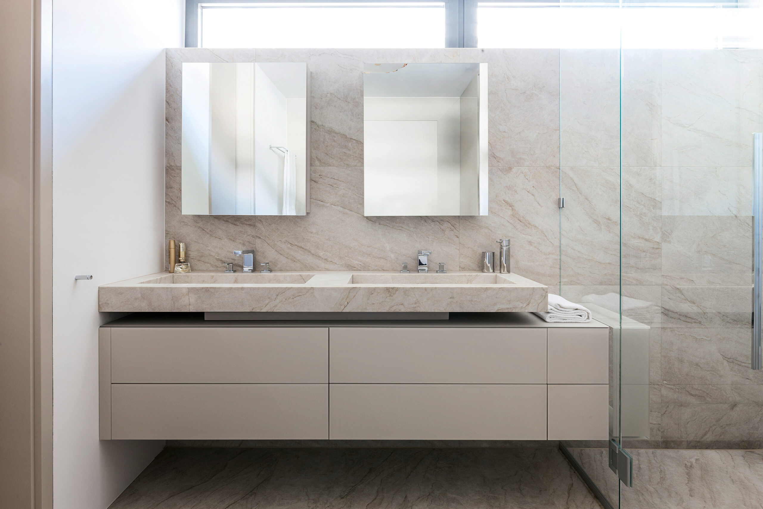 Modern Italian bathroom vanity Orange County custom cabinetry